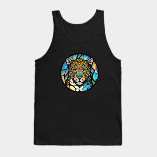 Leopard Animal Portrait Stained Glass Wildlife Outdoors Adventure Tank Top